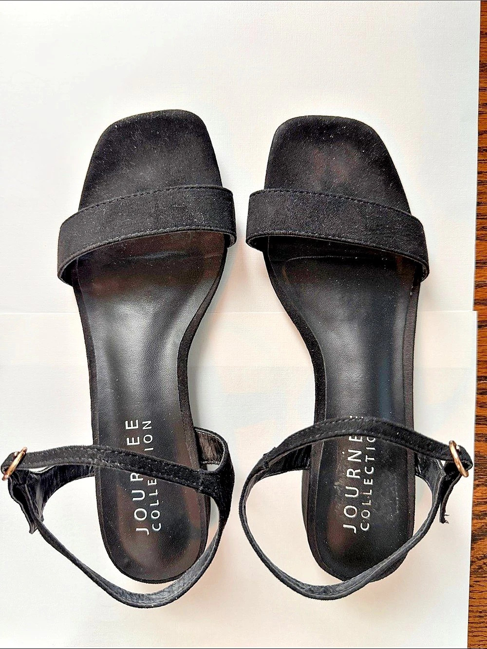 Journee Collection Black Block Heel Ankle Strap Sandals